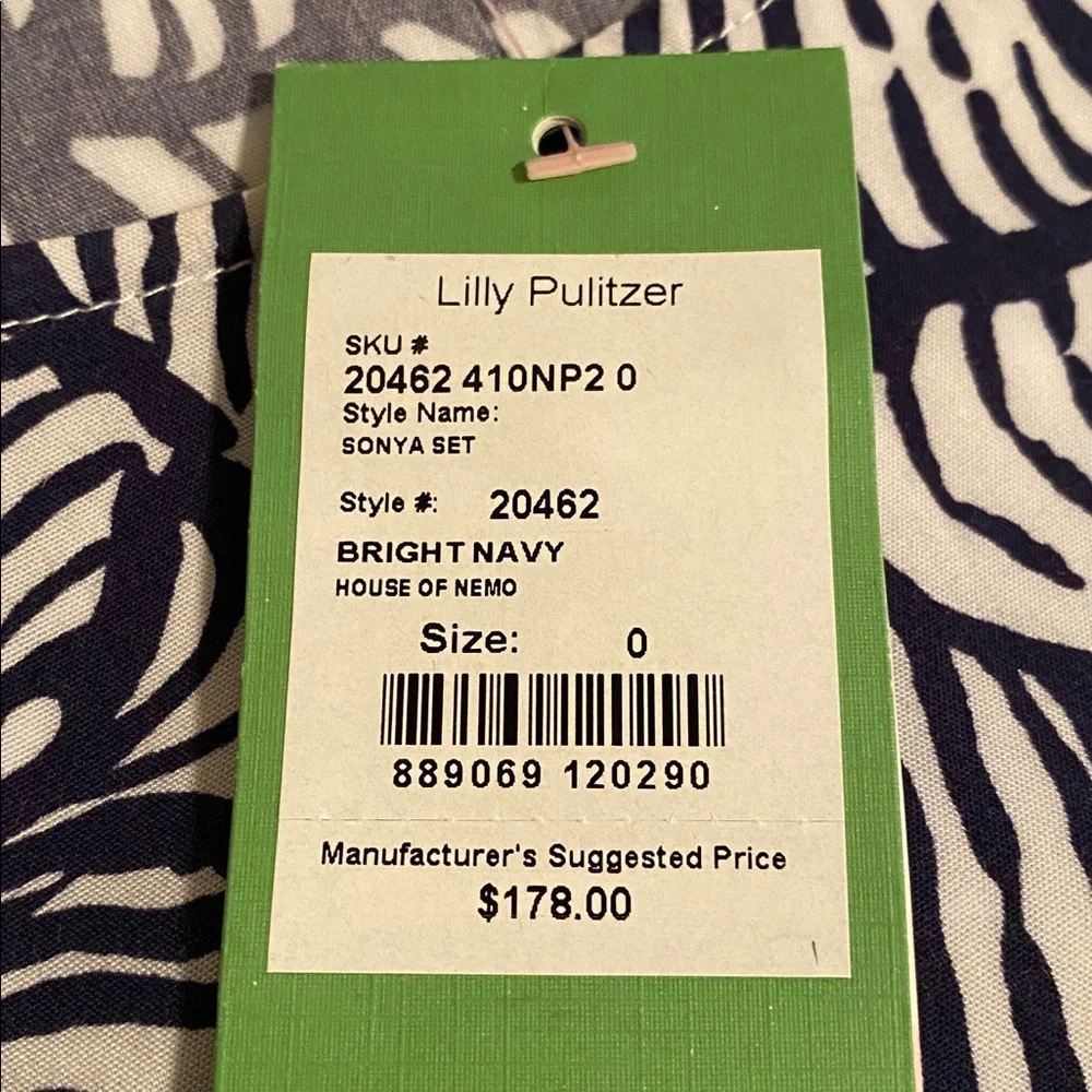 Lilly Pulitzer NWT Sonja Top in Bright Navy House of Nemo Print macrame fringe - Picture 6 of 16